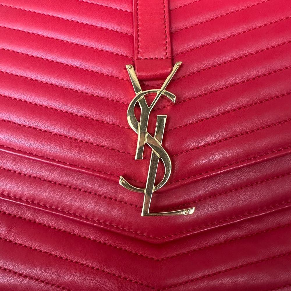 Saint Laurent Red Quilted Leather Bag - Picture 10 of 14